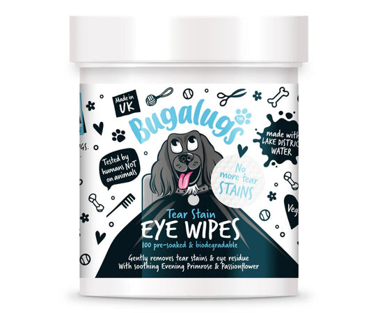 Bugalugs Tear Stain Eye Wipes for Dogs 100 Pre-soaked & Biodegradable Wipes