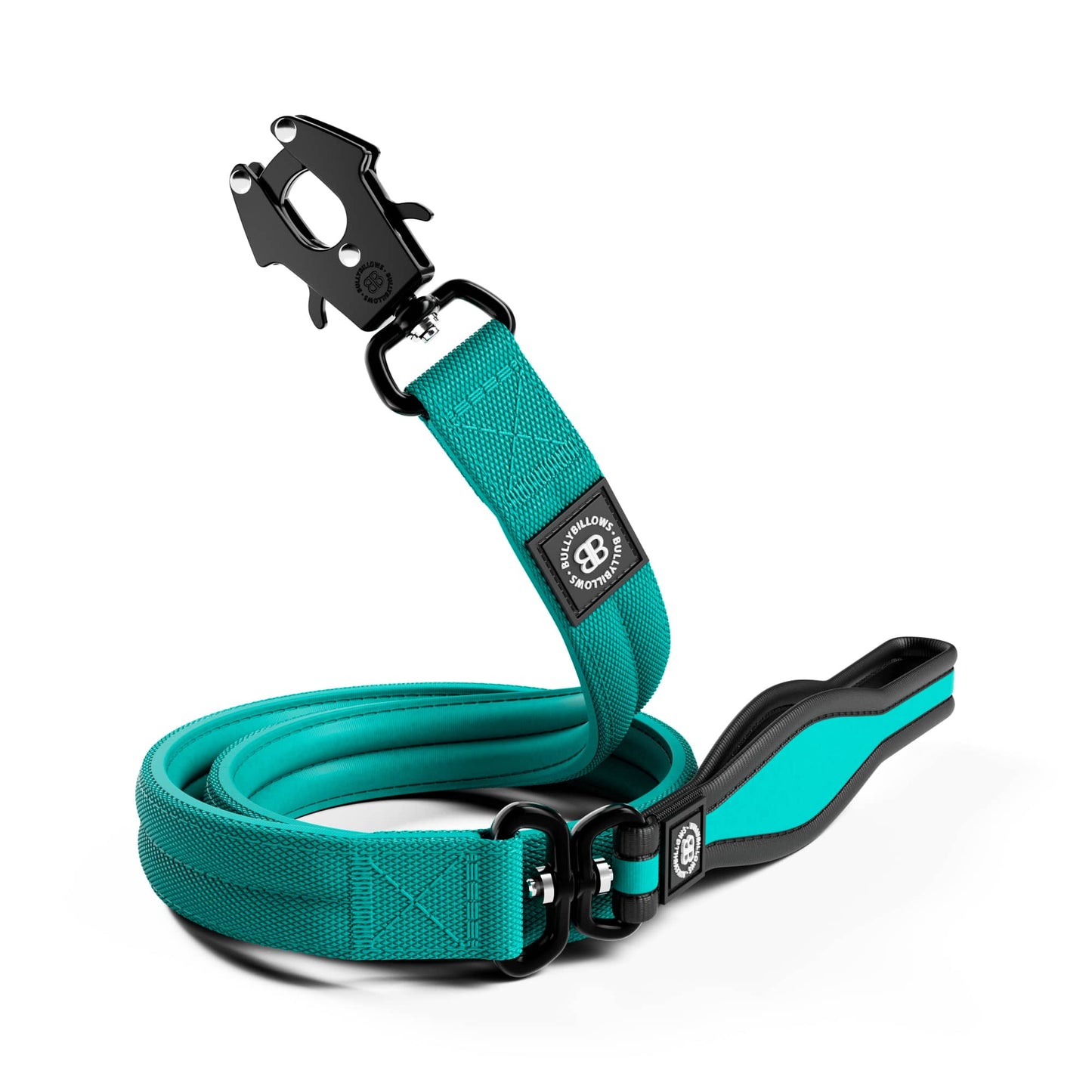 BullyBillows Nylon Combat Dog Lead TurquoIse