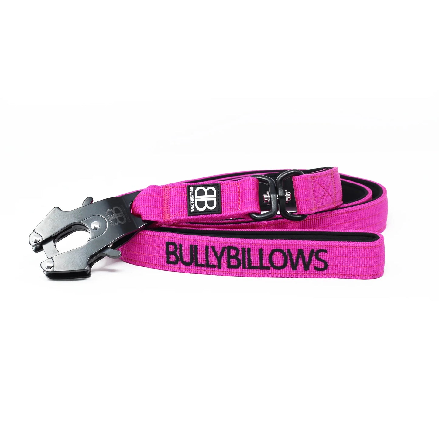 Image of the Bullybillows Swivel Combat Log Lead in Magenta Pink with cool clip!