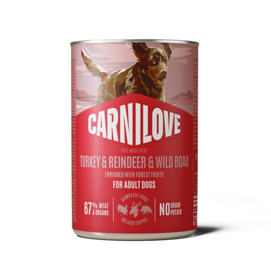 Carnilove Turkey, Reindeer & Wild Boar Wet Dog Food Can 400g