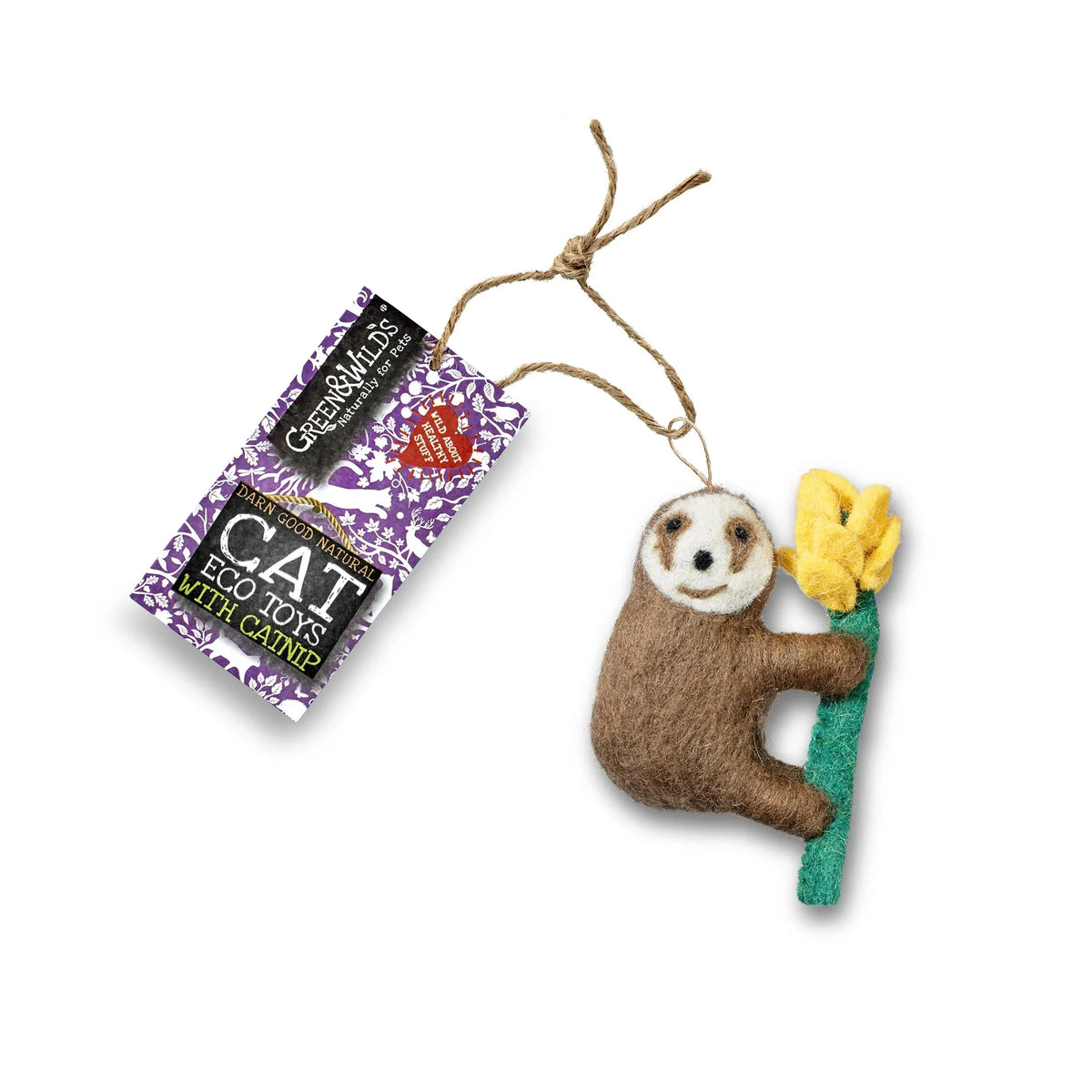 Green & Wild's Sally Sloth - Eco Cat Toy with Catnip