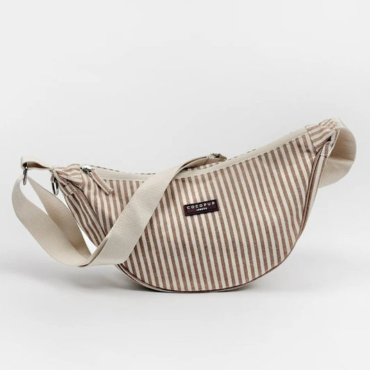 Cocopup London Dog Crossbody Crescent Dog Walking Bag Linen Stripe