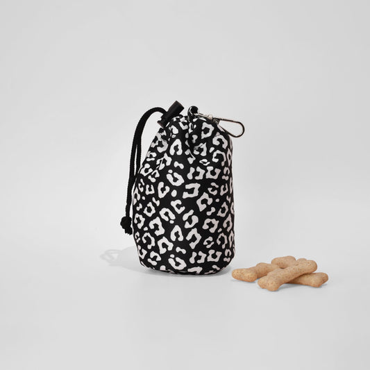 Cocopup London Drawstring Dog Treat Pouch Black Leopard