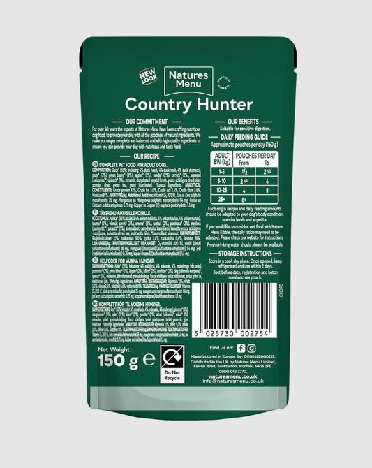 Country Hunter Succulent Duck Wet Dog Food Pouches 150g