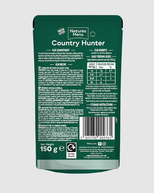 Country Hunter Farm Reared Turkey Wet Dog Food Pouches 150g