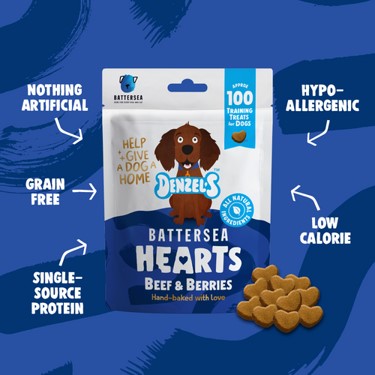 Denzel's Battersea Hearts Beef & Berries Dog Treats 90g