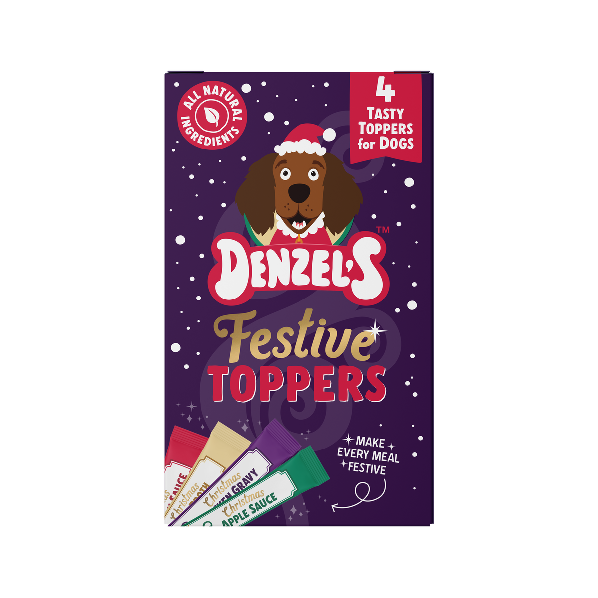 Denzel's Christmas Festive Toppers for Dogs 4 x 15g Pack