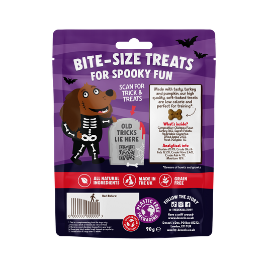 Denzel's Halloween Spooky Bones Duck and Pumpkin Dog Treats 100g