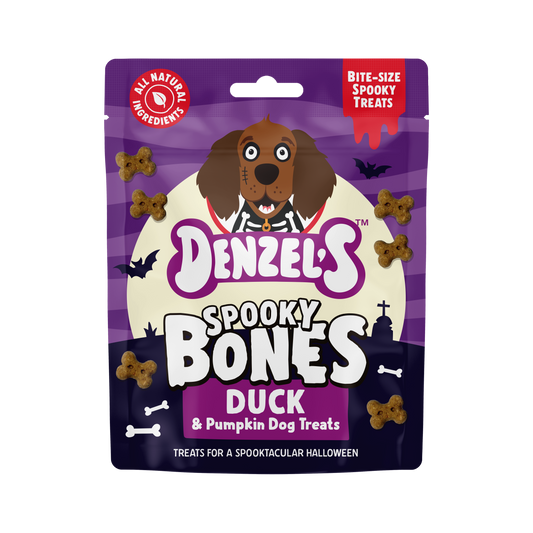 Denzel's Halloween Spooky Bones Duck and Pumpkin Dog Treats 100g