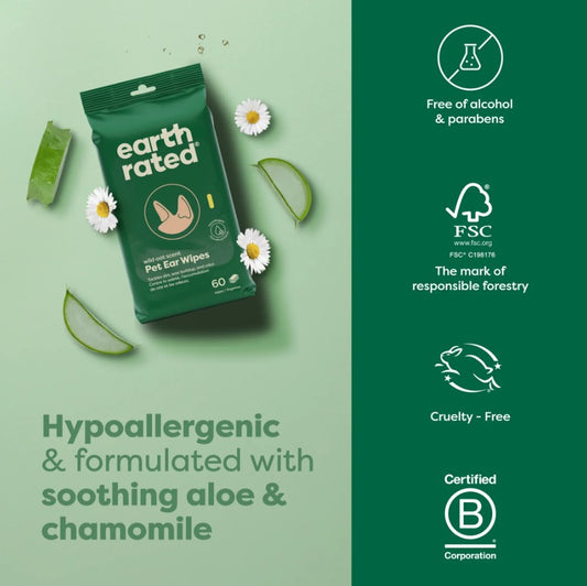 Earth Rated Wild Oat Scent Ear Wipes 60 Wipes