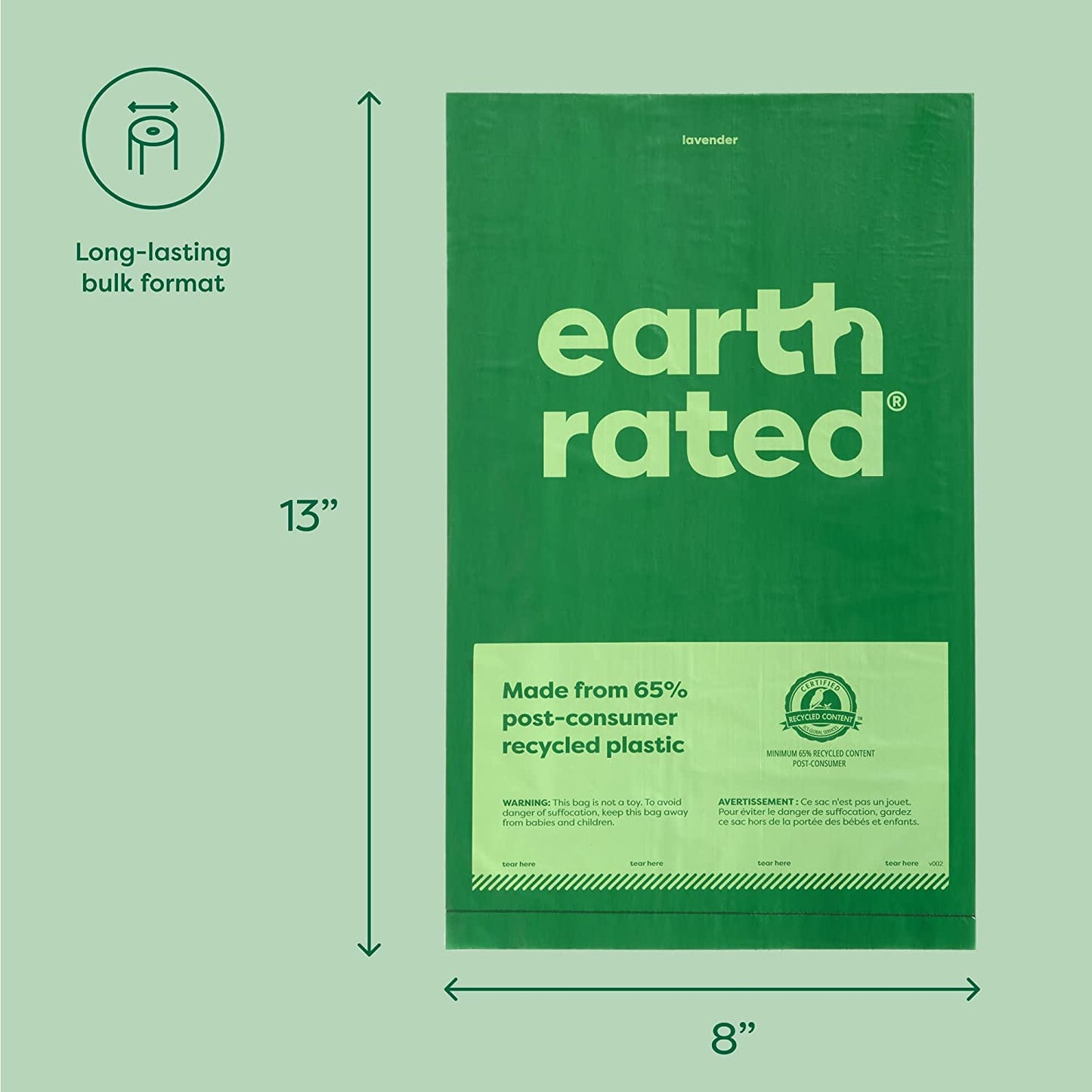 Earth Rated Poop Bags Lavender Bags 300 Roll