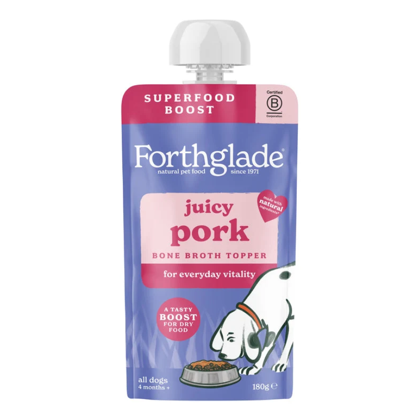 Forthglade Juicy Pork Bone Broth Topper for Dogs 180g