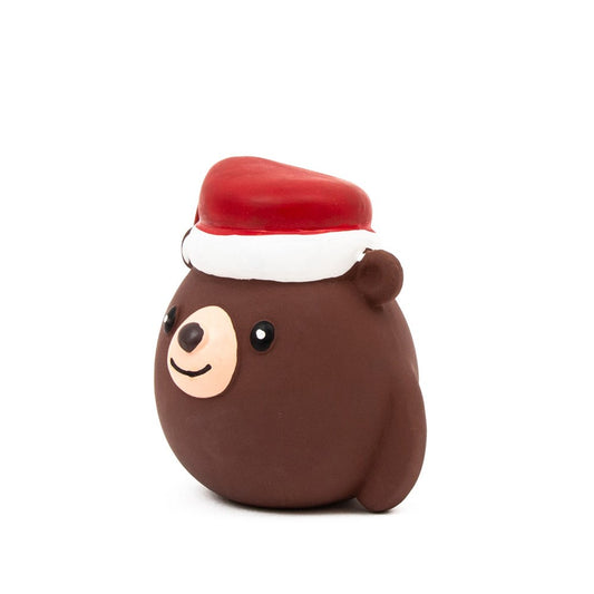 Great&Small Christmas Latex Brown Bear with Santa  Hat 9cm