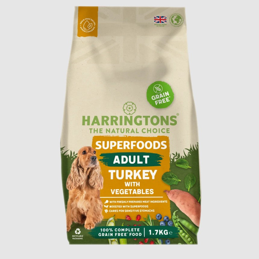 Harringtons Superfoods Grain Free Dry Adult Dog Food Turkey & Vegetables