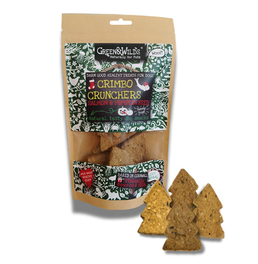 Green & Wild's Christmas Crimbo Crunchers Treats with Salmon & Pumpkin for Dogs 100g