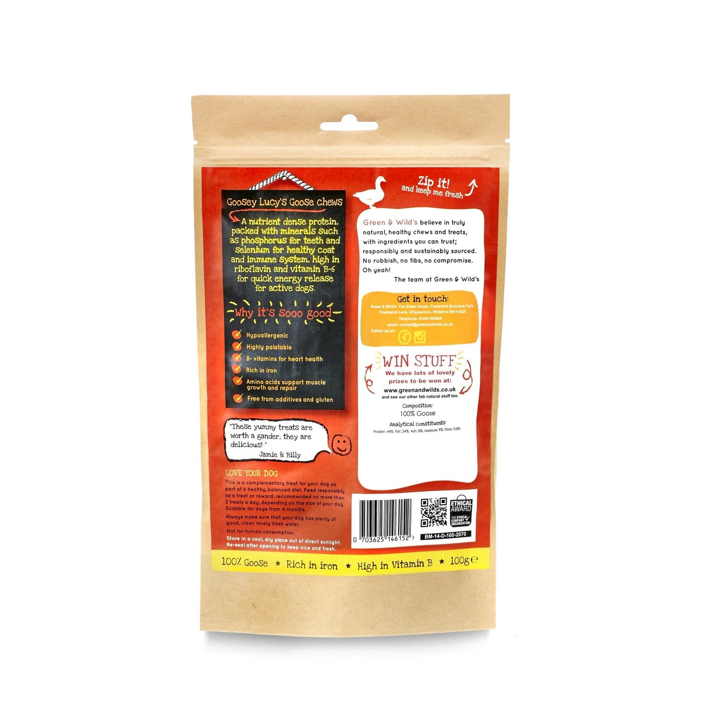 Green & Wild's Goosey Lucy's Goose Chews 100g