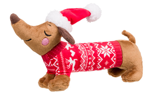 House of Paws Christmas Holiday Best Sausage Dog Plush Toy