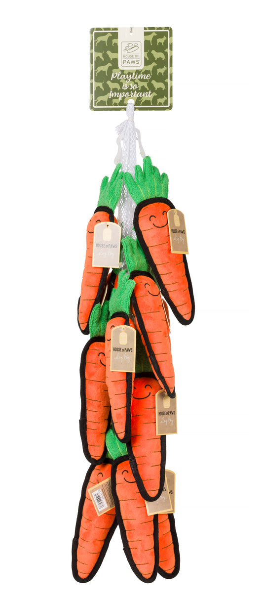 House of Paws Christmas Carrot Tough Plush Dog Toy