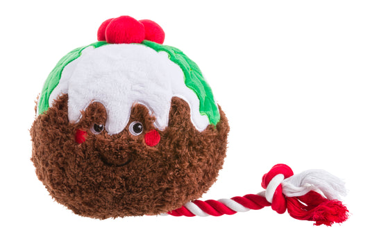House of Paws Christmas Pudding Plush & Rope Dog Toy