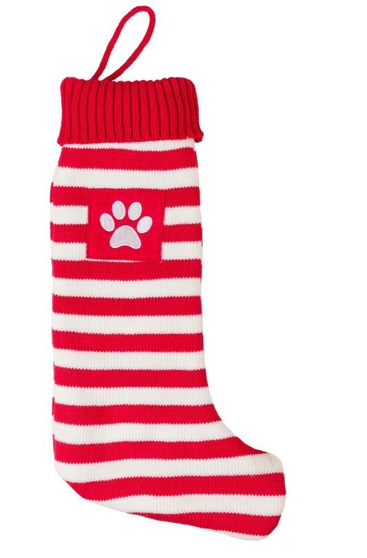 House of Paws Christmas Striped Stocking Decoration for Dogs & Cats