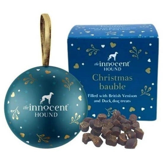 The Innocent Hound Christmas Bauble with British Game Treats for Dogs 50g