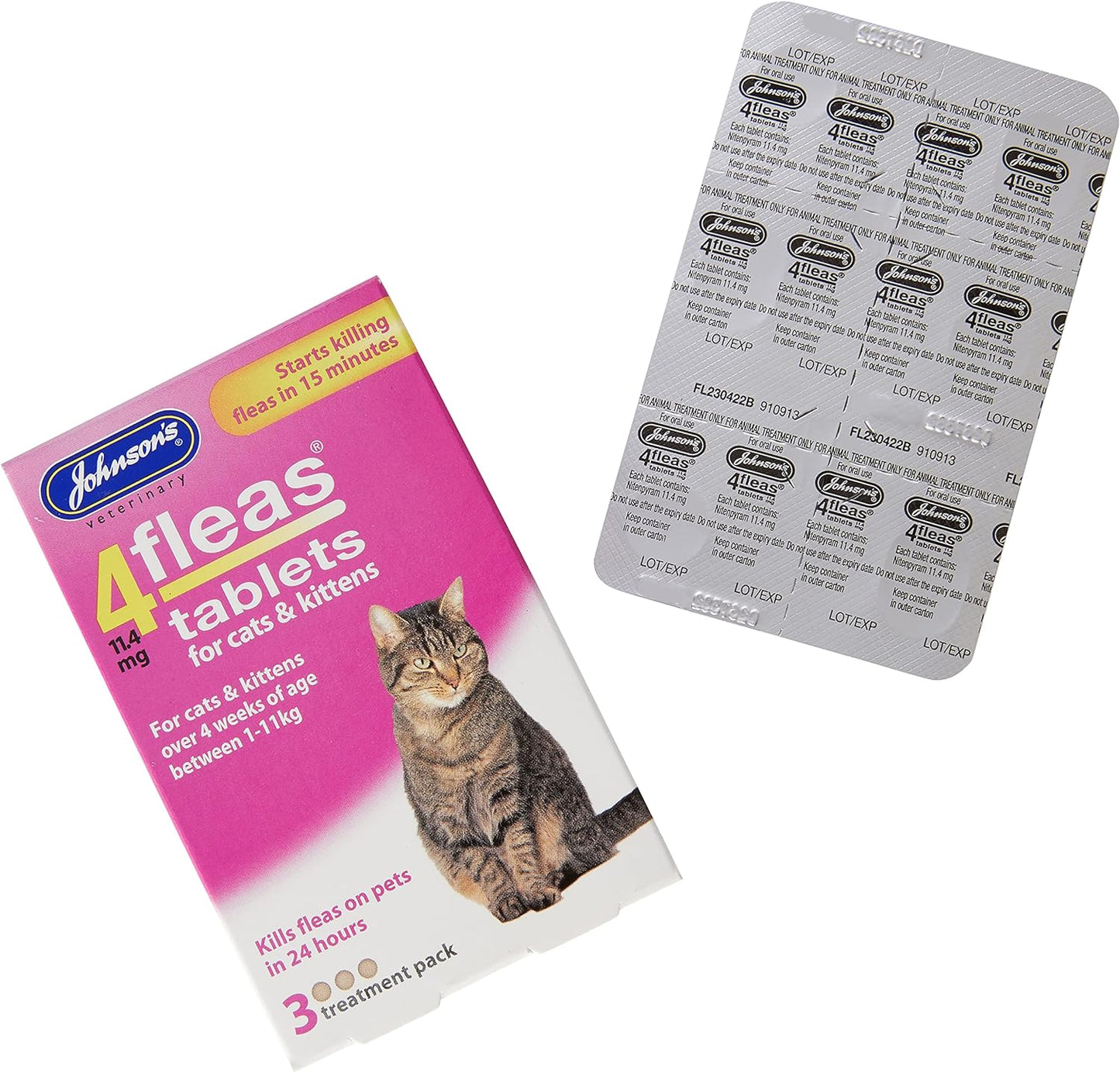 Johnson's 4-Fleas Cat & Kitten Flea Tablets 3 Treatment