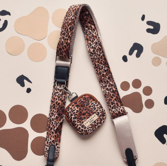 Cocopup London Dog Walking Bag Strap Quilted Leopard