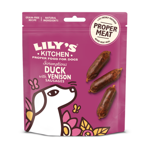 Lilys Kitchen Duck and Venison Sausages for Dogs 70g