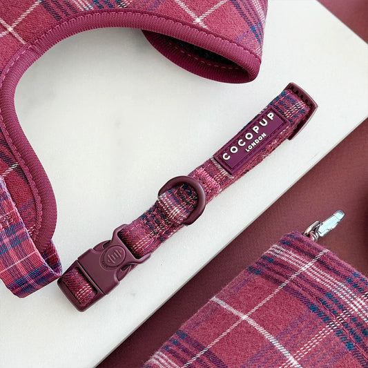 Cocopup Mulberry Plaid Dog Collar