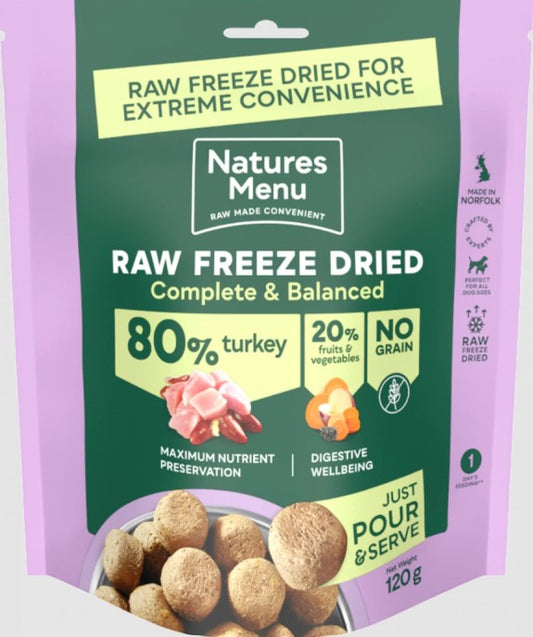 Natures Menu Complete Freeze Dried Dog Food Turkey Nuggets 120g