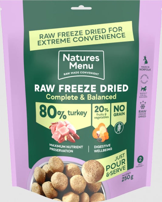 Natures Menu Complete Freeze Dried Dog Food Turkey Nuggets 250g