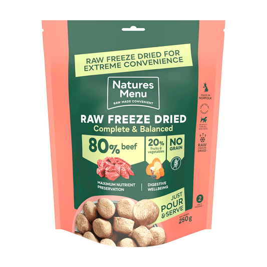 Natures Menu Complete Raw Freeze Dried Dog Food Beef Nuggets 250g