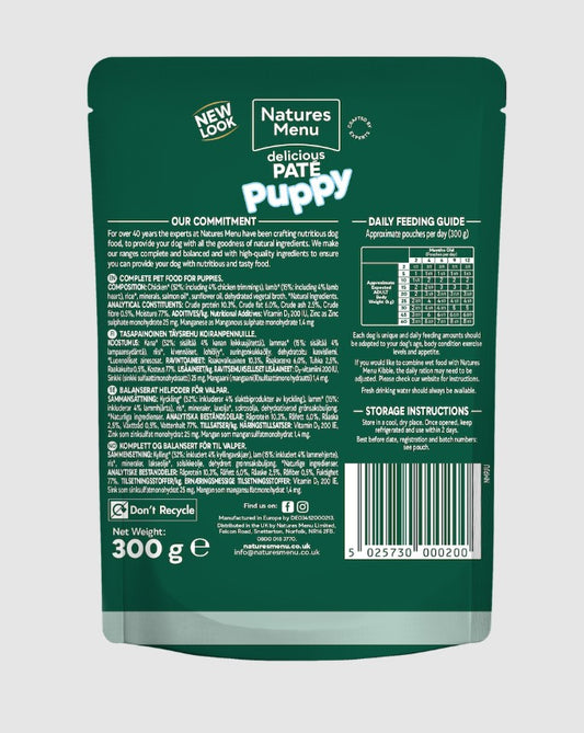 Natures Menu Chicken with Lamb Wet Dog Food Pouch for Puppies 300g