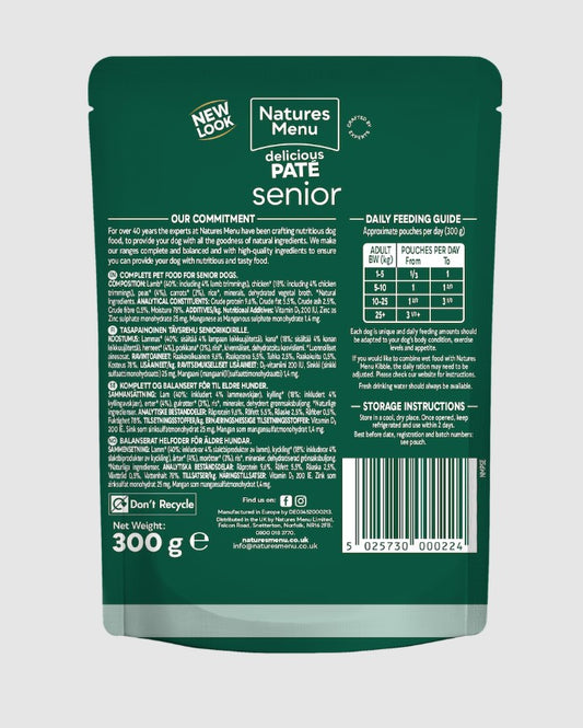Natures Menu Lamb with Chicken Wet Dog Food Pouch for Seniors 300g