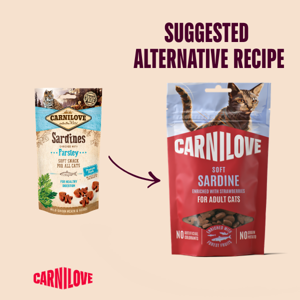 Carnilove Sardine with Strawberry Cat Semi Moist Snack Treats 50g