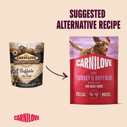 Carnilove Turkey & Buffalo with Rose Petals Pate Dog Pouch 300g