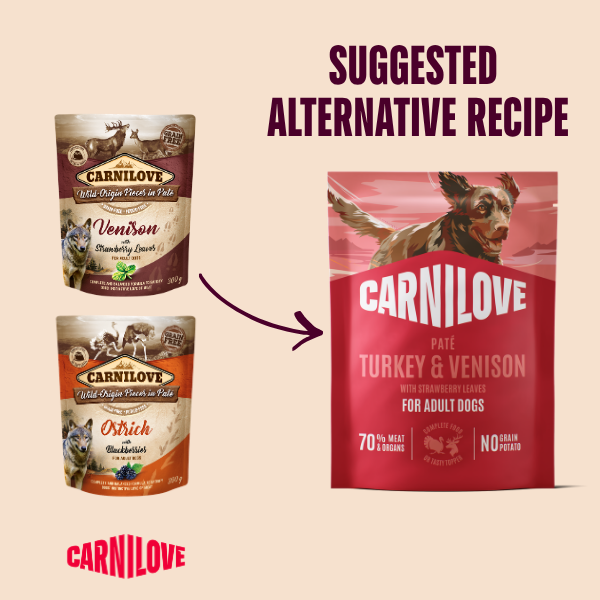 Carnilove Turkey & Venison with Strawberry Leaves Pate Dog Pouch 300g