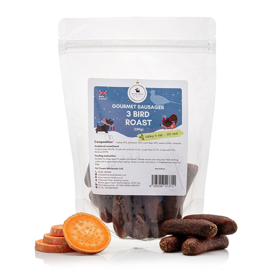 Pet Treats Wholesale Gourmet 3 Bird Roast Sausages 250g