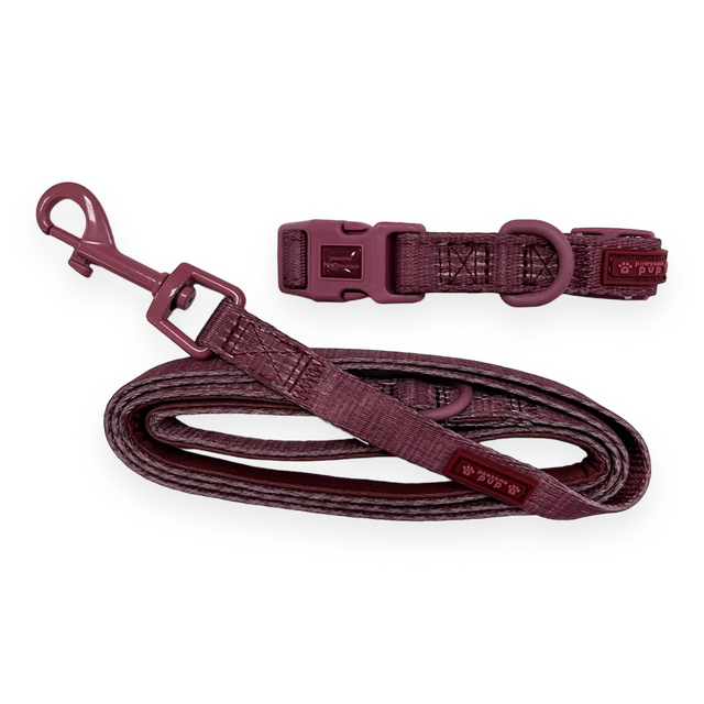 Pawsome Paws Pup Collar & Lead Set Burgundy