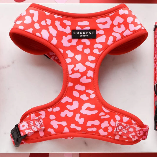 Cocopup London Red & Pink Leopard Dog Harness