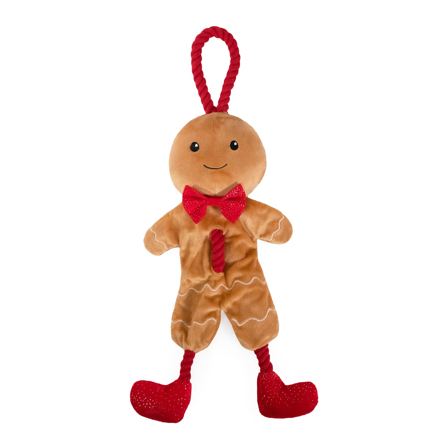 Rosewood Christmas George Gingerbread Man Dog Toy with Rope