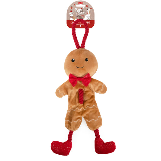 Rosewood Christmas George Gingerbread Man Dog Toy with Rope