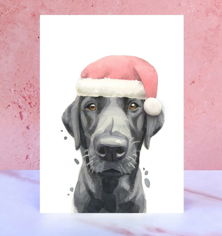 Black Labrador Pompom Christmas Card