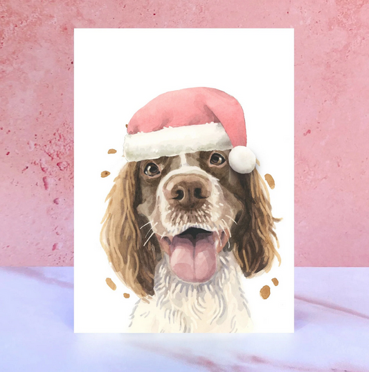 Springer Spaniel Pompom Christmas Card