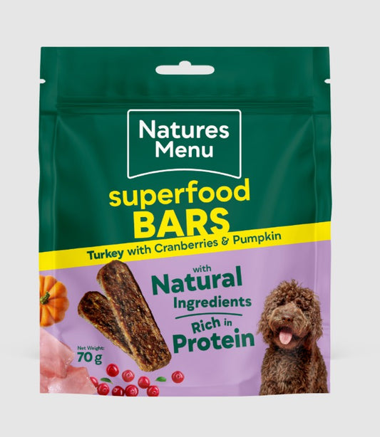 Natures Menu Superfood Bars Turkey with Cranberries & Pumpkin 70g
