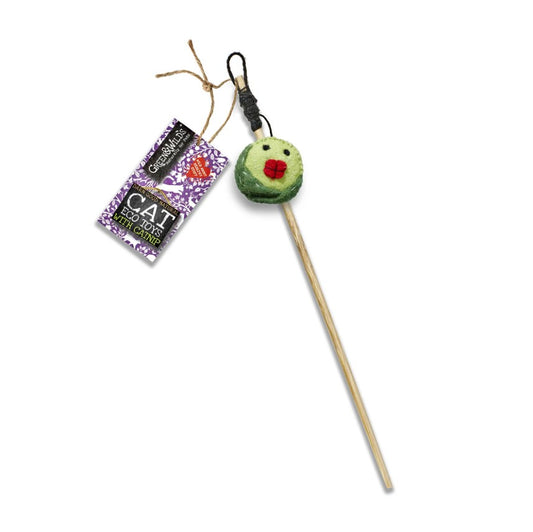 Green and Wild's Christmas Sprouty McSprout Face Eco Teaser Cat Toy with Catnip