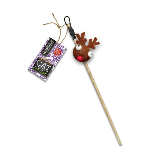 Green and Wild's Christmas Dasher Eco Teaser Cat Toy with Catnip