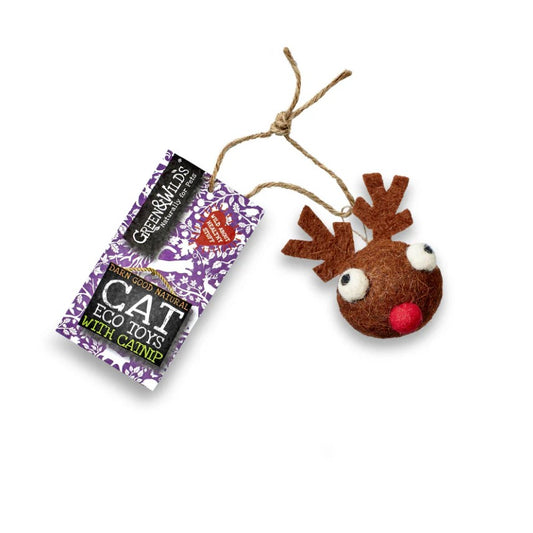 Green and Wild's Christmas Dasher Eco Cat Toy with Catnip
