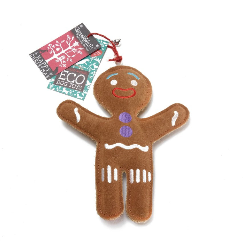 Green & Wild's Christmas Jean Genie the Gingerbread Person Dog Toy