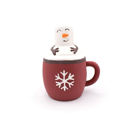 Great&Small Christmas Latex Hot Chocolate Mug with Marshmallow Dog Toy